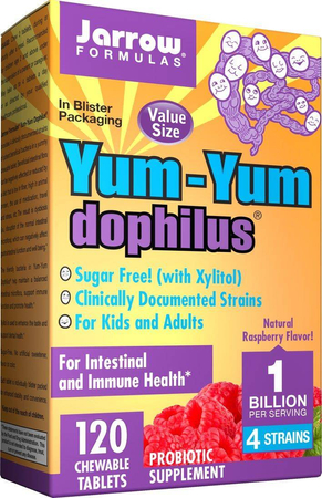 Jarrow Formulas Dophilus Yum-Yum (1 miliard) Raspberry 120 tabletek do ssania