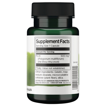 Swanson Rdest Wielokwiatowy Fo-Ti (He-Shou-Wu) 500 mg 60 kapsułek