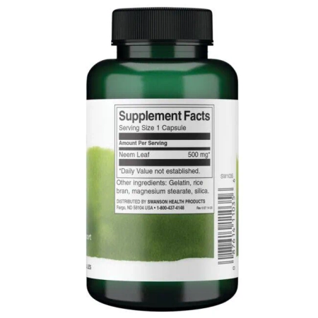 Swanson Neem Leaf (Miodla Indyjska) 500 mg 100 kapsułek