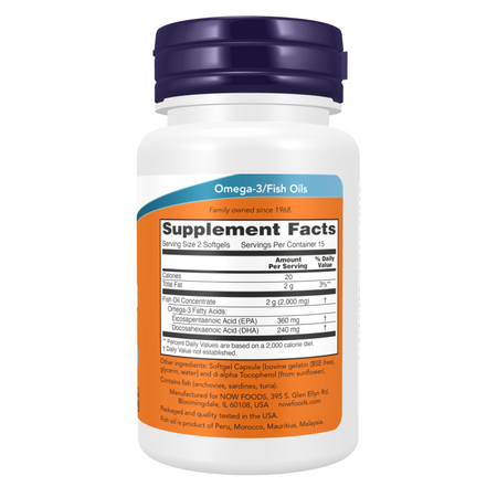 Now Foods Omega-3 Fish Oil Molecularly Distilled 200 kapsułek