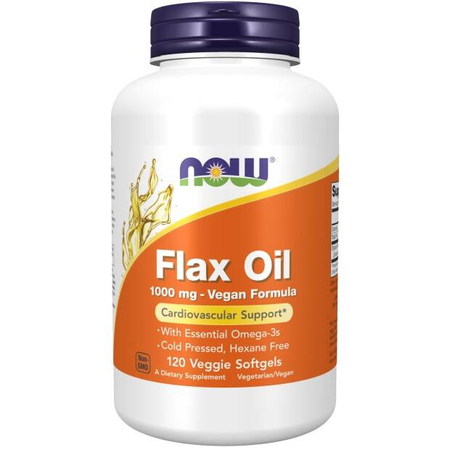 Now Foods Flax Oil 1000 mg Vegan Formula 120 kapsułek