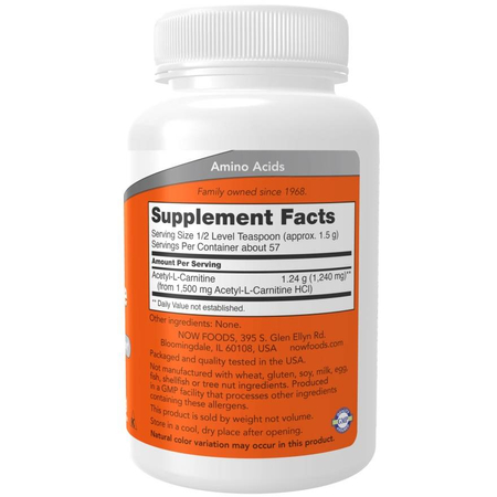 Now Foods Acetyl-L-Carnitine Pure Puder 85 g