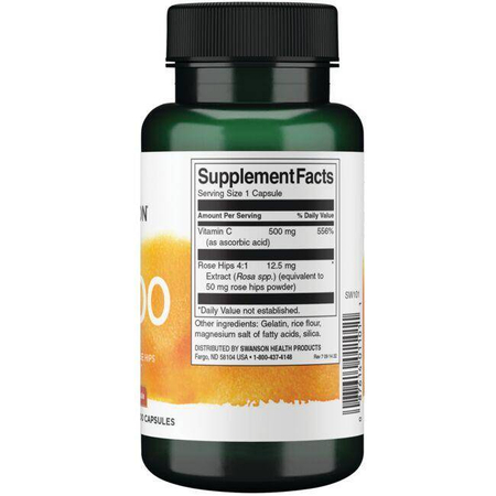 Swanson Witamina C 500 mg z Dziką Różą 100 kapsułek