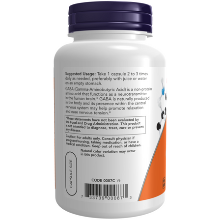 Now Foods GABA 500 mg 100 veg kapsułek