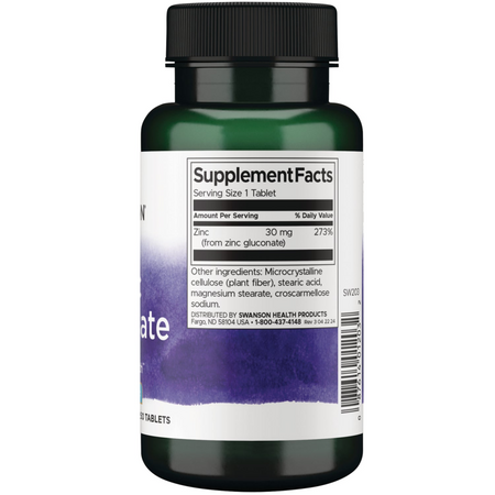 Swanson Glukonian Cynku 30 mg 250 tabletek