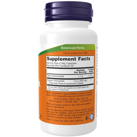 Now Foods Kozieradka (Fenugreek) 500 mg 100 kapsułek