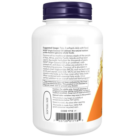 Now Foods Olej z Kokosa (Coconut Oil) 1000 mg 120 kapsułek