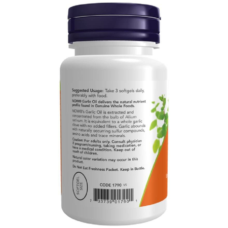 Now Foods Olej z Czosnku (Garlic Oil) 1500 mg 250 kapsułek