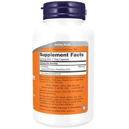 Now Foods L-Histydyna 600 mg 60 kapsułek