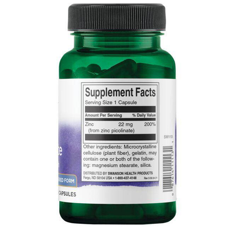 Swanson Pikolinian Cynku 22 mg 60 kapsułek