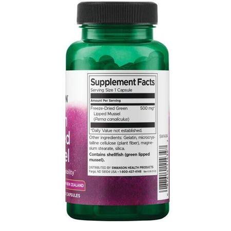 Swanson Nowozelandzka Zielona Małża (Green Lipped Mussel) 500 mg  60 kapsułek