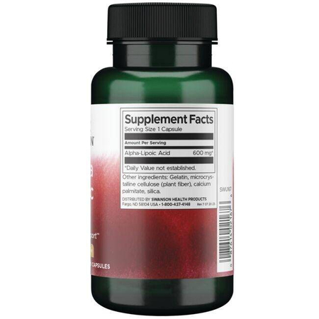 Swanson ALA Kwas Alfa Liponowy 600 mg 60 kapsułek