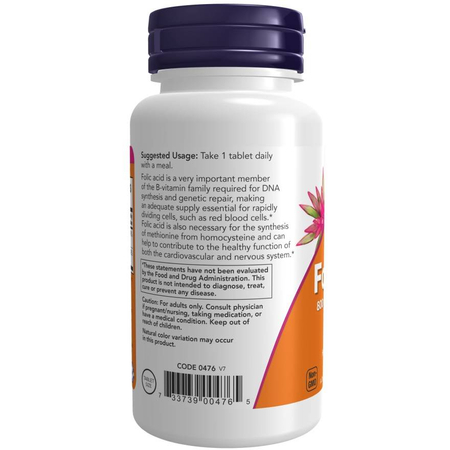 Now Foods Kwas Foliowy 800 mcg 250 tabletek