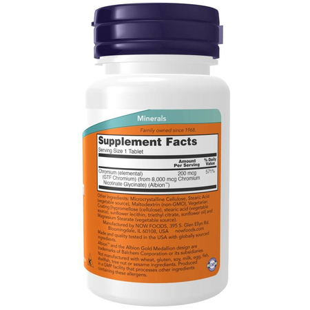 Now Foods Chrom GTF 200 mcg 250 tabletek