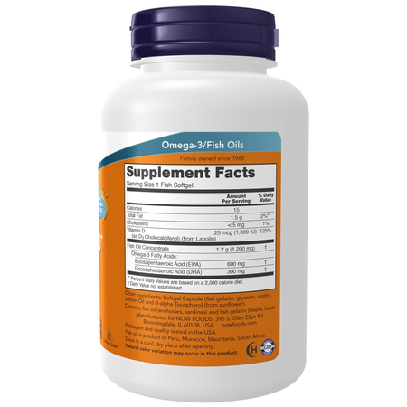 Now Foods Ultra Omega 3-D Fish Oil (Fish Gelatin) 180 kapsułek