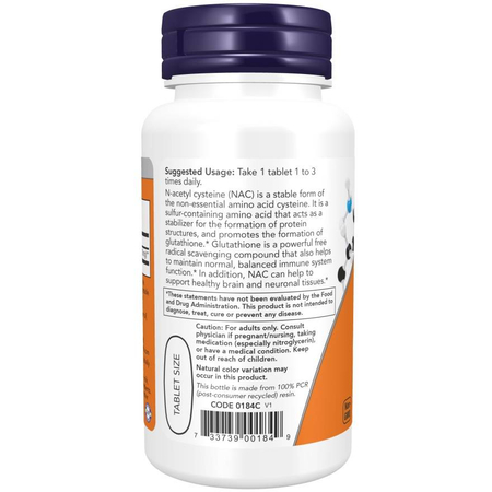 Now Foods N-Acetylo Cysteina (NAC) 1000 mg 60 tabletek