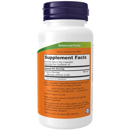 Now Foods Moringa Leaf 400 mg 60 kapsułek