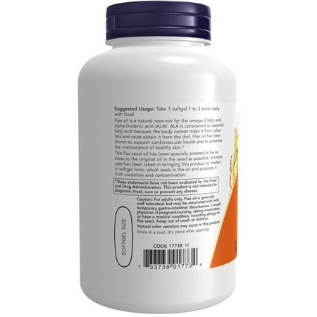Now Foods Flax Oil 1000 mg Vegan Formula 120 kapsułek