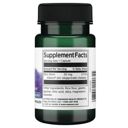 Swanson Albion Chelat Cynku 30 mg 90 kapsułek