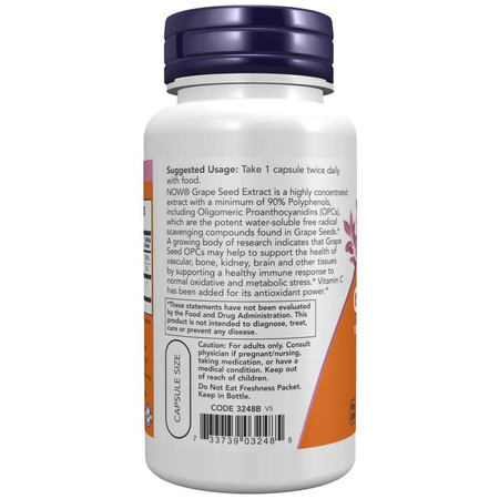 Now Foods Grape Seed 100 mg Extract 100 kapsułek