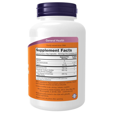Now Foods Glukozamina, Chondroityna i Trace Minerals 240 veg kapsułek
