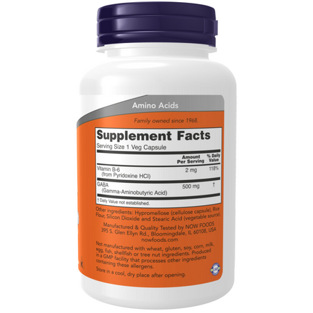 Now Foods GABA 500 mg 100 veg kapsułek