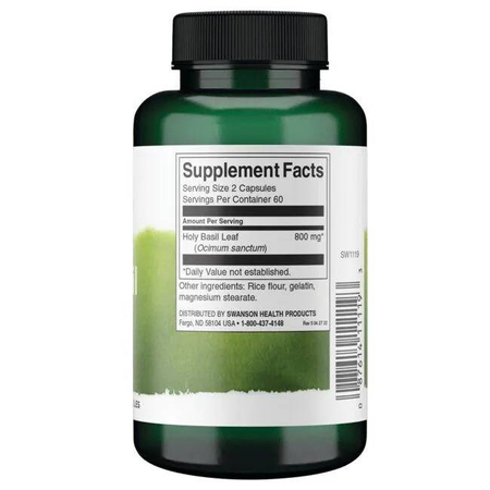 Swanson Holy Basil Leaf (Bazylia) 400 mg 120 kapsułek
