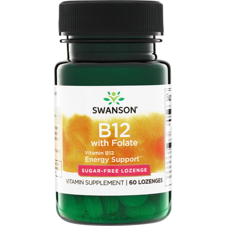 Swanson Witamina B12 1000 mcg + Kwas Foliowy 400 mcg 60 tabletek pod język