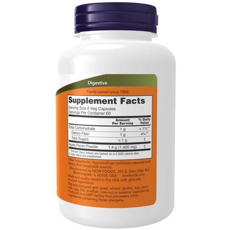 Now Foods Pektyna Jabłeczna (Apple Pectin) 700 mg 120 veg kapsułek
