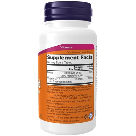 Now Foods Kwas Foliowy 800 mcg 250 tabletek