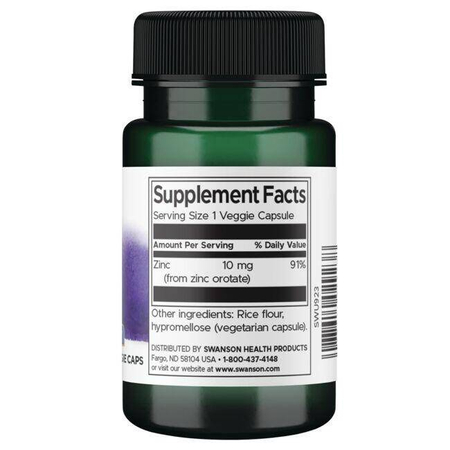 Swanson Orotan Cynku 10 mg 60 kapsułek