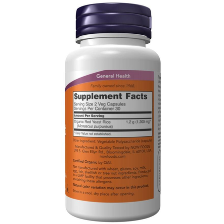 Now Foods Czerwony Ryż (Red Yeast Rice) 600 mg 120 kapsułek