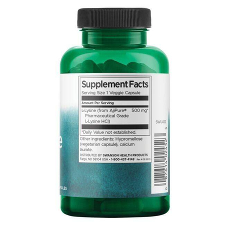 Swanson AjiPure L-Lizyna 500 mg 90 kapsułek