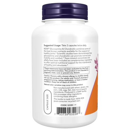 Now Foods Glukozamina, Chondroityna i Trace Minerals 240 veg kapsułek