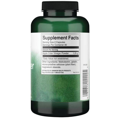Swanson Ocet jabłkowy (Cider Vinegar) 625 mg 180 kapsułek
