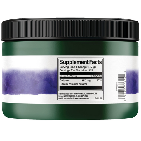 Swanson Cytrynian Wapnia 100% Puder 227 g