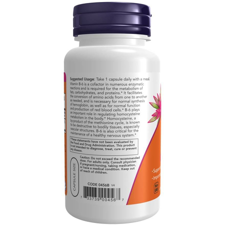 Now Foods Witamina B6 100 mg 100 kapsułek