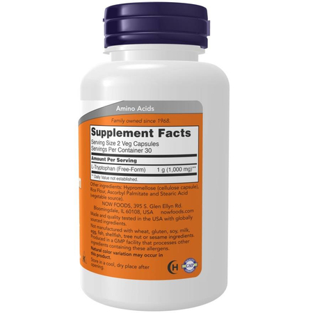 Now Foods L-Tryptophan 500 mg 60 kapsułek