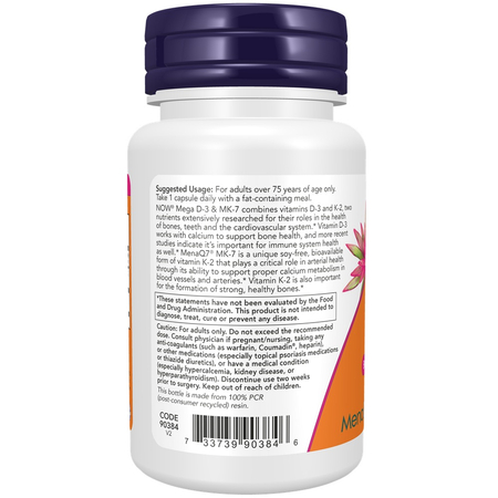 Now Foods Witamina D3 4000 iu + K2 MK7 180 mcg 60 veg kapsułek