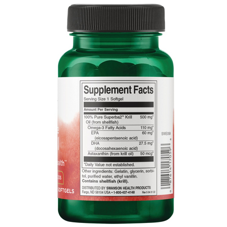 Swanson Olej z Kryla (Krill Oil) 500 mg 60 kapsułek