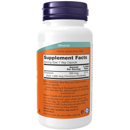 Now Foods Pikolinian Chromu 200 mcg 250 kapsułek