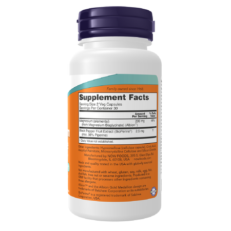 Now Foods Magnesium Glycinate BioPerine 60 kapsułek