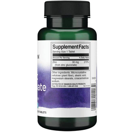 Swanson Glukonian Cynku 30 mg 250 tabletek