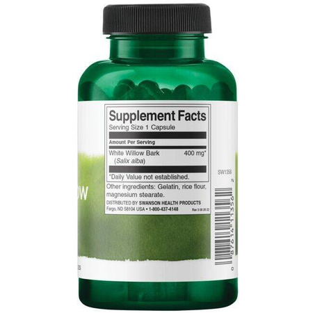 Swanson Biała Wierzba (White Willow) 400 mg 90 kapsułek