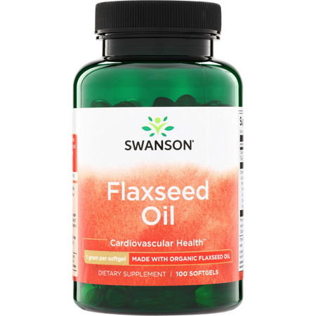 Swanson Olej lniany (Flaxseed Oil) 1000 mg 100 kapsułek