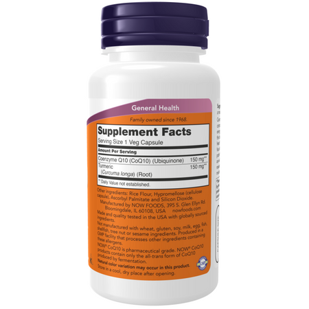 Now Foods Koenzym Q10 150 mg Kurkuma 100 kapsułek
