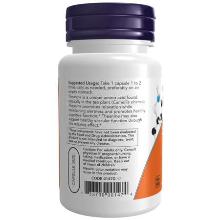 Now Foods L-Theanine 200 mg Double Strength 60 kapsułek