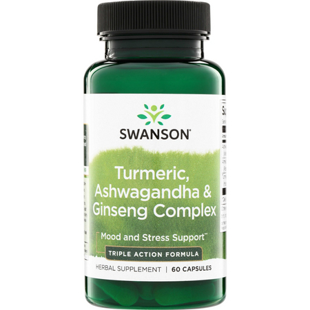 Swanson Turmeric, Ashwagandha i Ginseng Complex 60 kapsułek