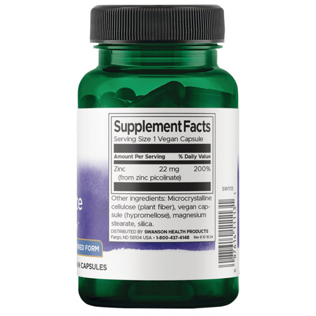 Swanson Pikolinian Cynku 22 mg 60 kapsułek