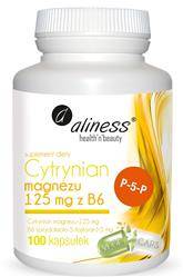 Aliness Cytrynian Magnezu 125 mg + Witamina B6 (P-5-P) 100 kapsułek vege